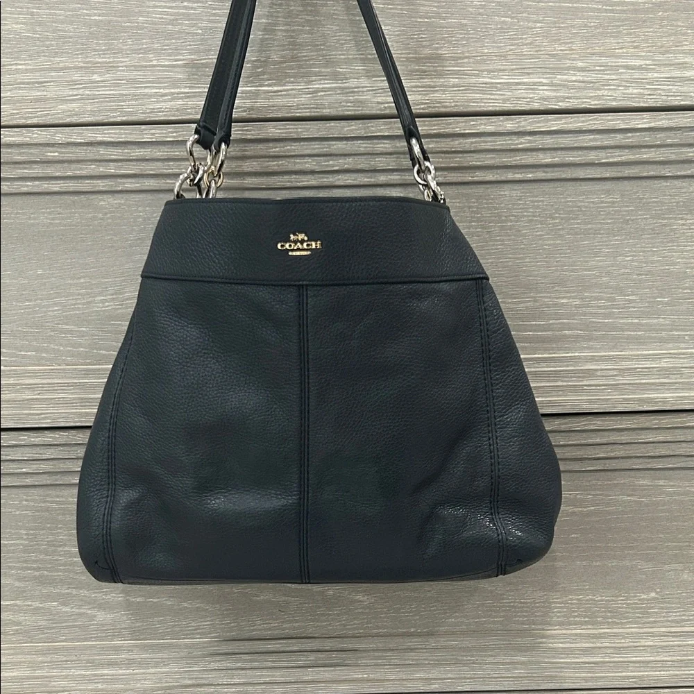Last chance❗️Coach Lexy Navy Blue Leather Shoulder Bag.